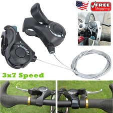2PCS Bike Shift Levers 3X7 Speed Thumb Gear Shifters for Mountain Road City Bike