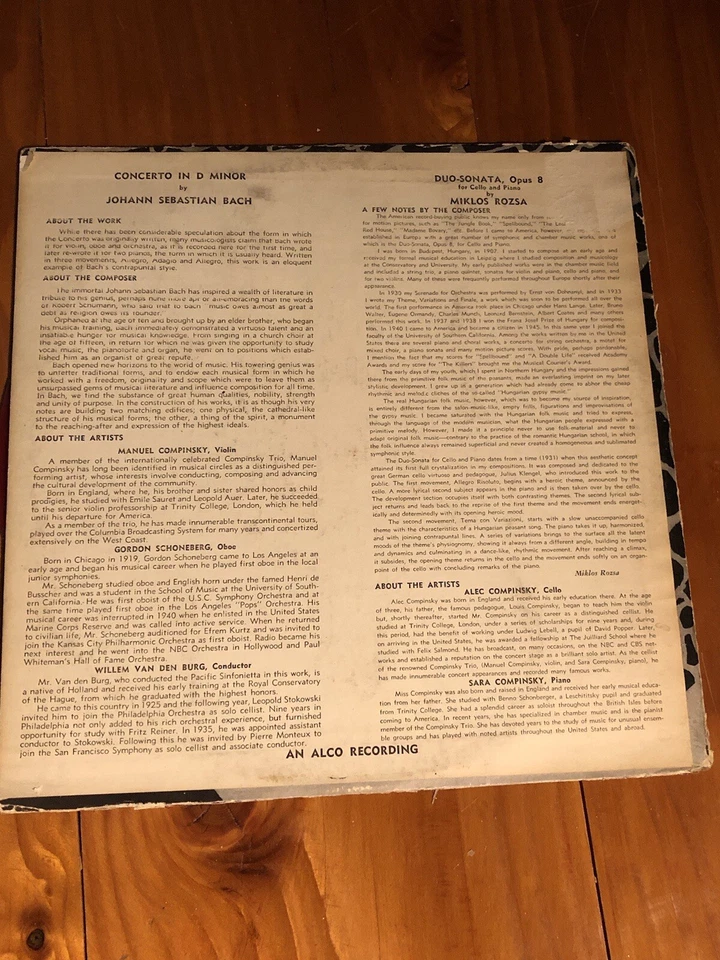 Bach*, Manuel Compinsky, Gordon Schoenberg, Pacific Symphonetta - Image 2 of 4