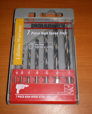 DURABUILT 7pc High Speed Steel DRILL BIT SET Split Point Easy Start 1/16'' - 1/4''