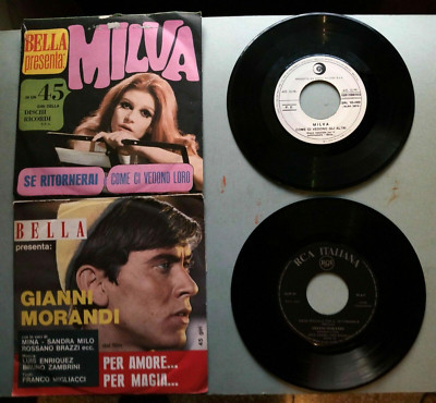 DISCHI VINILE 45 GIRI RIVISTA BELLA 1967 E 1968 GIANNI MORANDI E MILVA