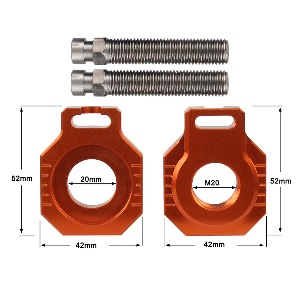 New Rear Axle Block Chain Adjuster 20mm For KTM SX SXF EXC 85 125 200 250 350 - Image 3 of 4
