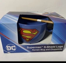 DC Superman Ramen Mug Cup Bowl With Chopsticks S Shield Logo Microwave Safe