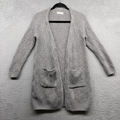 Loved Adored Womens Open Cardigan Gray Knit Long Sleeve Pockets Size S 