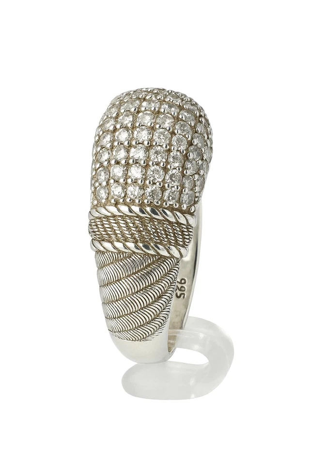 Anillo de cóctel Judith Ripka 925 plata circonita cúpula talla 11 GRANDE mano Foto 2 de 4
