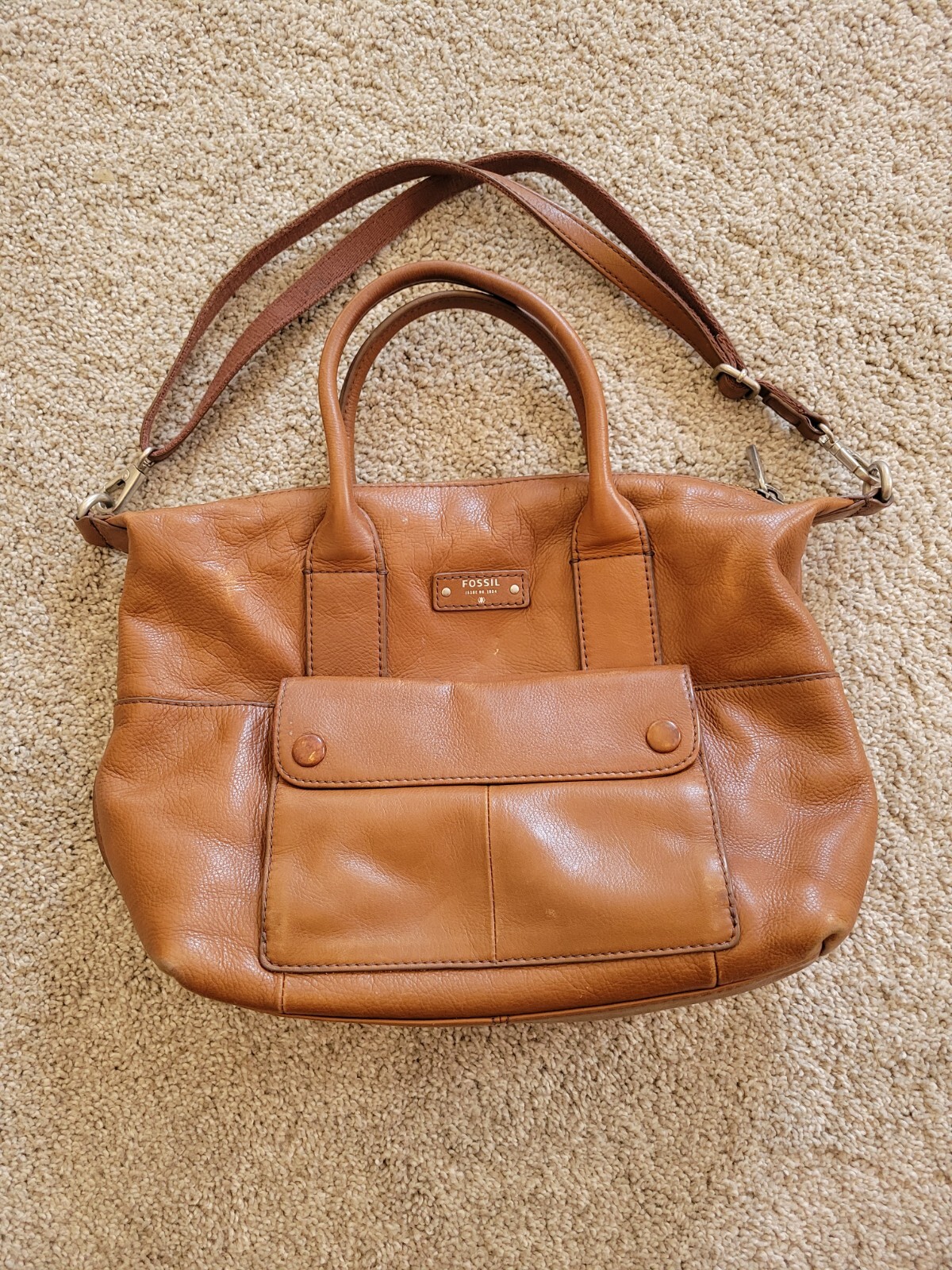 FOSSIL TAN LEATHER CROSSBODY BAG Gem