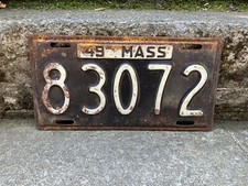 1949 Massachusetts License Plate Vintage Metal License Plate Auto Tag J15