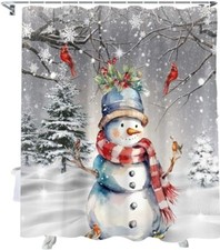 Merry Christmas Snowman Shower Curtain Sets, 72"W x 72"L Pack of 1 White