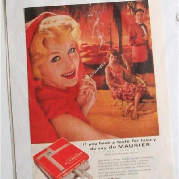 Vintage 1958 dU MAURIER Cigarette Ad SMOKING Women Pin Up MCM