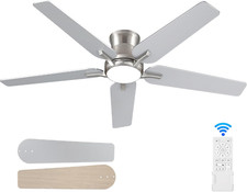52" Brushed Nickel Ceiling Fan with Lights Remote, 6 Speeds, Dimmable, ETL Lis