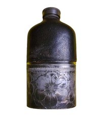 Antique Pocket Flask Leather Floral M.V. Olry's, 1866
