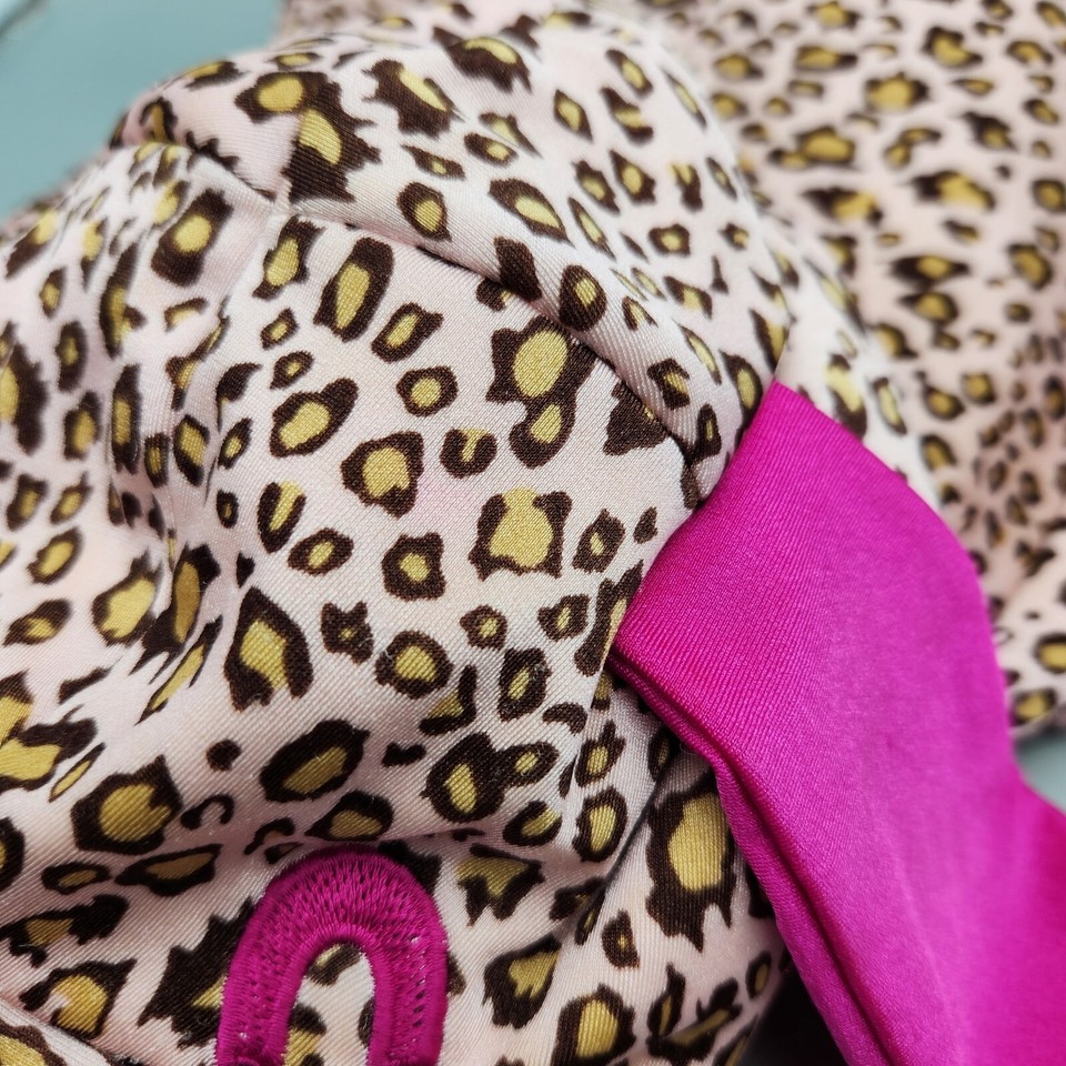 Walmart Puppy Dog Plush Leopard Print 17" Pink Tan Microbeads Stuffed