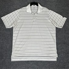Adidas Polo Shirt Mens XL White Striped Short Sleeve Golf Performance Adult