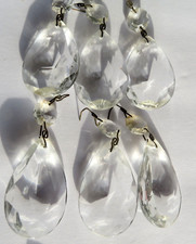 6Vintage Teardrop Crystal Chandelier Replacement Piece Wired Faceted Clear Prism