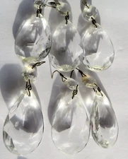 6Vintage Teardrop Crystal Chandelier Replacement Piece Wired Faceted Clear Prism