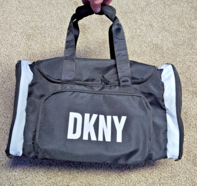 DKNY Black Duffel/Gym Bag - Sports Gym Travel Bag - Black Gym Bag - DKNY Brand