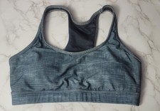 TYR Blue Gray Medium M Women Sports Bra Comfort Stetch Workout Gym Grey