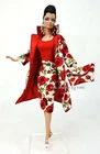Red Rose Dress Outfit Coat For Barbie Silkstone Vintage Repro Fashion Royalty FR