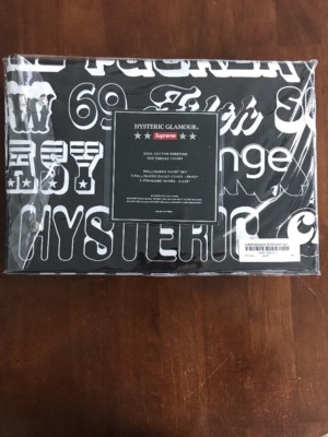 supreme hysteric glamour pillow set 布団 Supreme Hysteric Glamour Text Duvet + Pillow Set Full/Queen black
