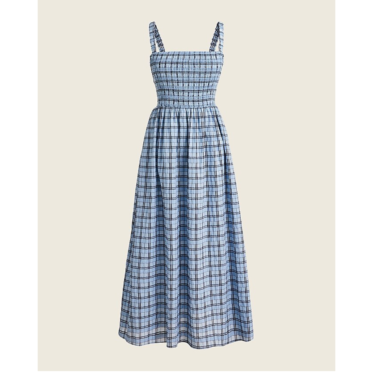 J Crew Smocked Textured Plaid Midi Dress NWT | eBay