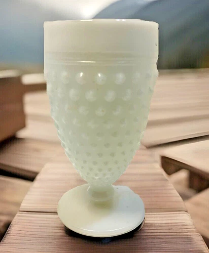 Vintage Milk Glass Hobnail Goblet Ice Tea Glass