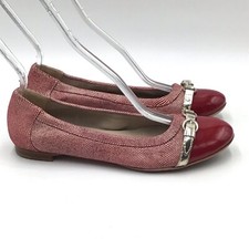 AGL Atillio Giusti Leombruni Size 39 Red Flats Leather Patent Cap Toe Slip On