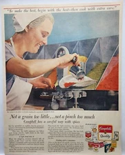 1958 Campbells Soup Employee Weighing MCM Vintage Print Ad Man Cave Poster Art