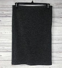 Ann Taylor LOFT Petites Gray Elastic Waist Knit Straight Skirt Side Zip Size MP