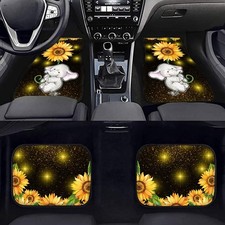 Howilath Sunflowers Elephant Print Car Floor Mats 4pcs, Non Slip Front Rear F...