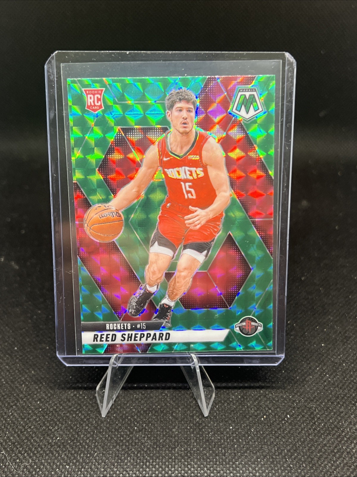 2024-25 Panini Mosaic - Rookies Reed Sheppard #249 Green Mosaic Prizm (RC)