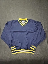 Vintage Eastbay Pullover Jacket Mens Large Navy Yellow Athletic Lined 90s Retro