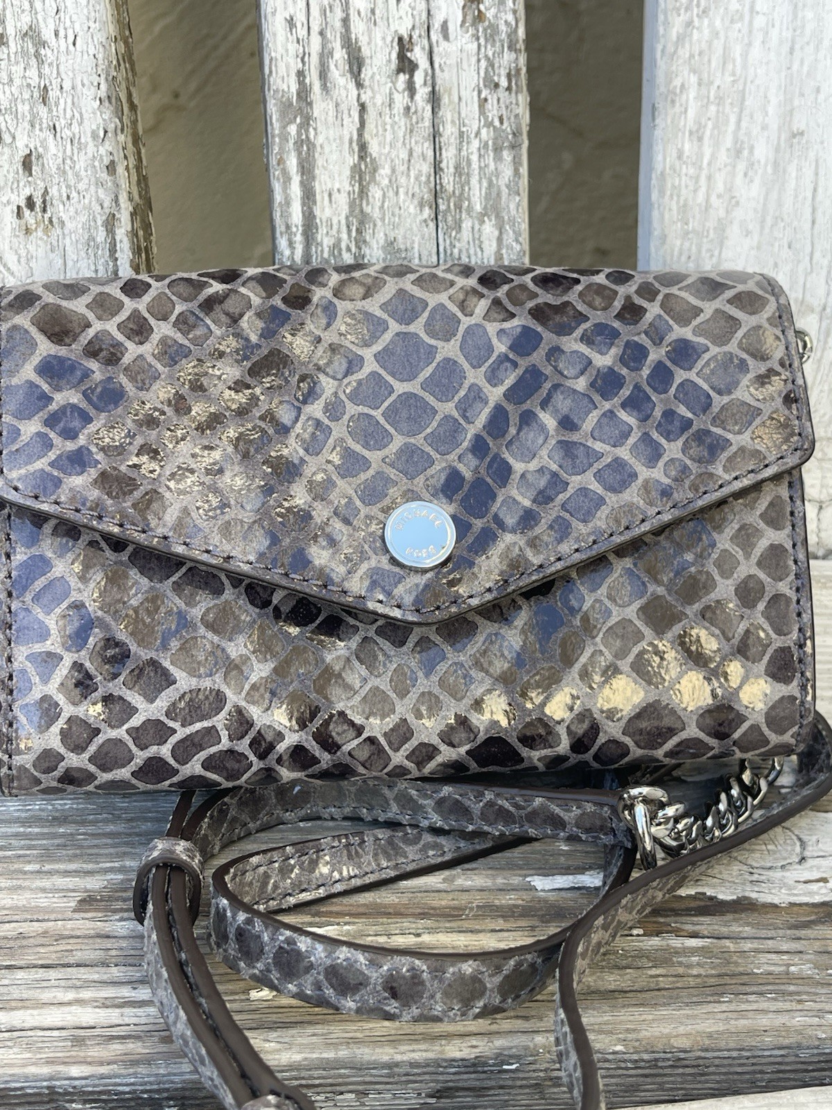 Michael Kors Python Embossed Leather Crossbody Cl… - image 1