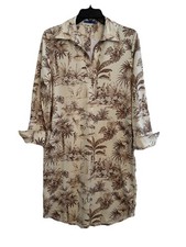 J. McLaughlin Charlee Dress Brown Beige Tropical Print Catalina Cloth M NWT $238