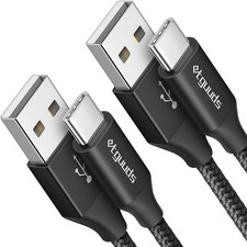 2-Pack, 2Ft USB C Cable 3A Fast Charge, USB a to Type C Charger Cord Braided