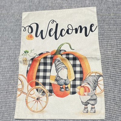 Fall Seasonal Pumpkin Gnome Fabric Flag Multicolor Outdoor Banner