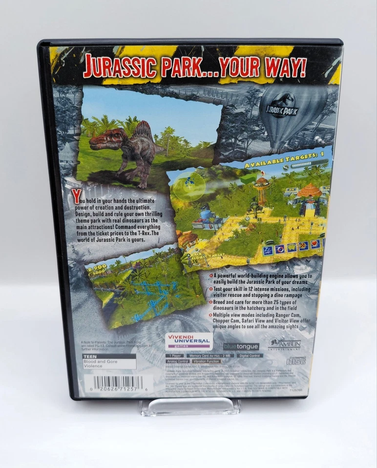 Jurassic Park Operation Genesis (Sony Playstation 2 PS2, 2003) CIB w/ Reg Card - Image 3 of 4