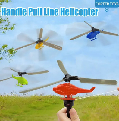 Lustiges Sportspielzeug fliegendes Flugzeug mit Griff und Seil Hubschrauber