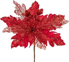 6PCS Poinsettias Christmas Tree Flowers 9.8'' Artificial Christmas Floral Picks