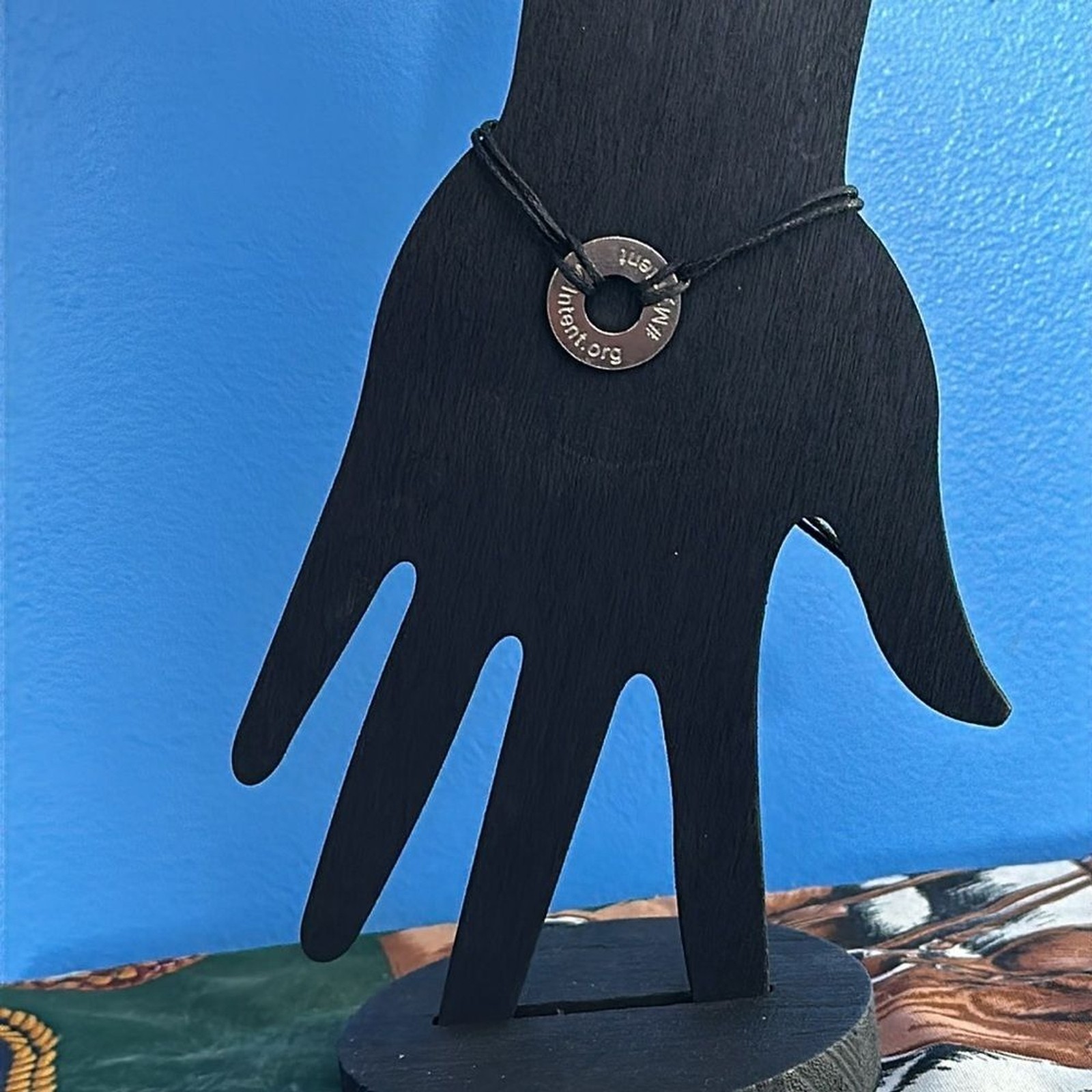 “SPREAD Love” Silver/Black Drawstring  Bracelet - image 1