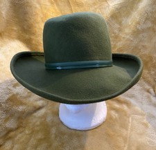 Vtg LANCASTER Hat Co. 100 Wool Green Women  s Brimmed Hat. Made In USA. WPL 4384