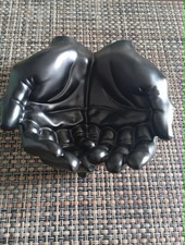 Vide poche,Bougeoir,porte bougies, en forme de mains en jesmonite ,couleur noire