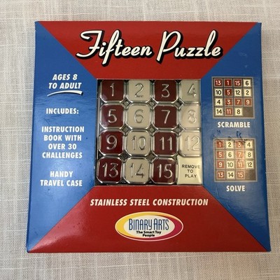 New Fifteen Puzzle by Binary Arts - Brain Game w/Case Instruction and Booklet.