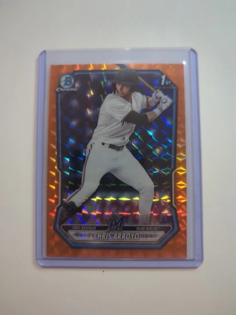 Chris Arroyo 2026 Bowman Chrome 1st Orange Geometric Refractor 3/25 Marlins