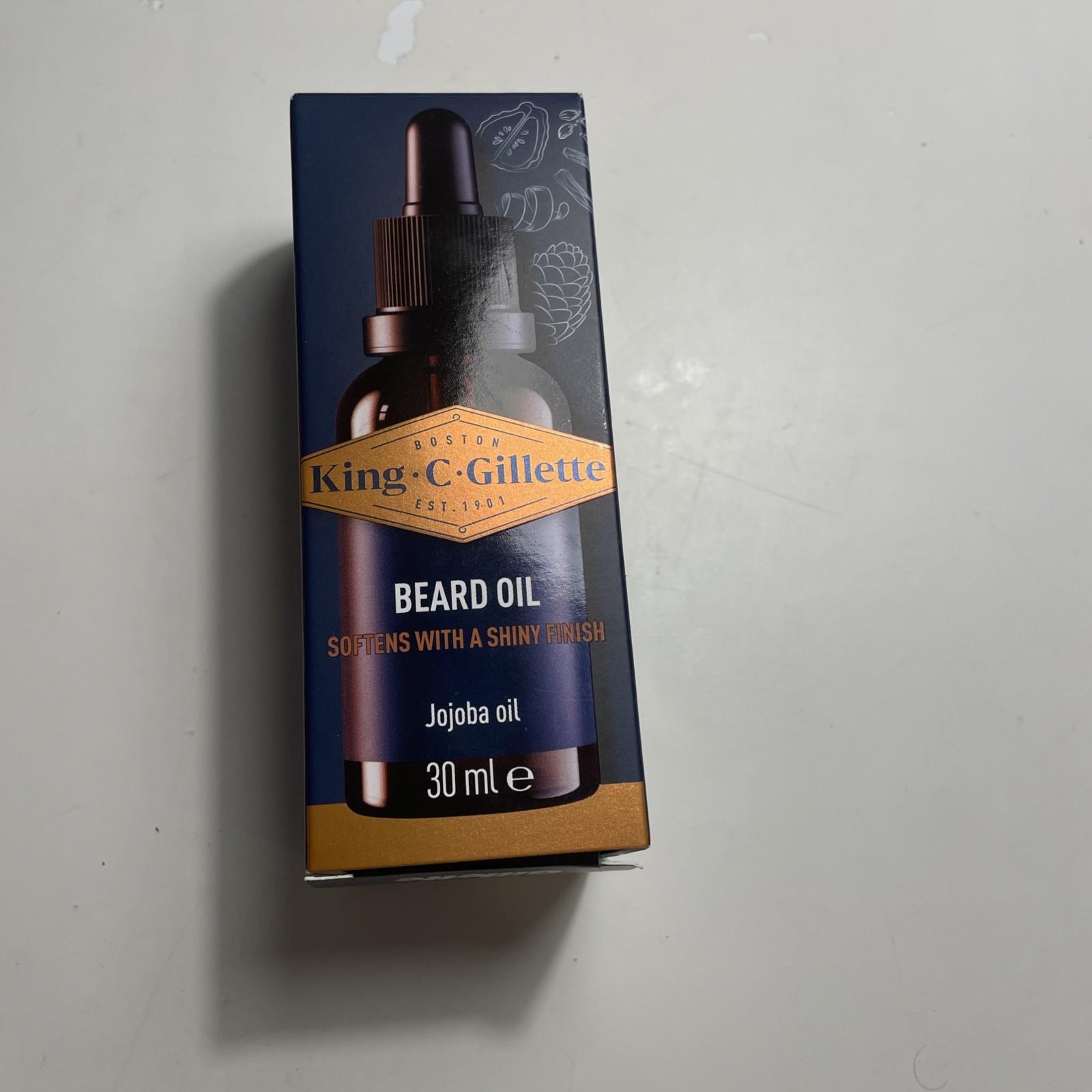 King C. Gillette Beard Oil for Men Jojoba Plant Vegan Scented Oil 30ml Boxed