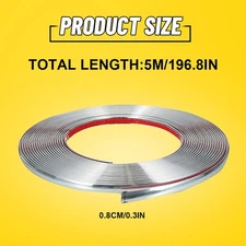 5M/7.M Car Chrome Door Moulding Trim Strip Tape Self Adhesive PVC Fits Most Car