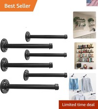 10-Inch Industrial Black Iron Pipe Shelf Brackets Set of 6 - Ultimate Durability