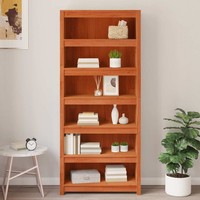 BüCherregal Wachsbraun 80 X 35 X 183 Cm Massives Kiefernholz BüCheraufbewahrung
