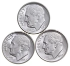 Choice Unc 1947 P+D+S Roosevelt Dime Gem BU Collection Lot Set *7475