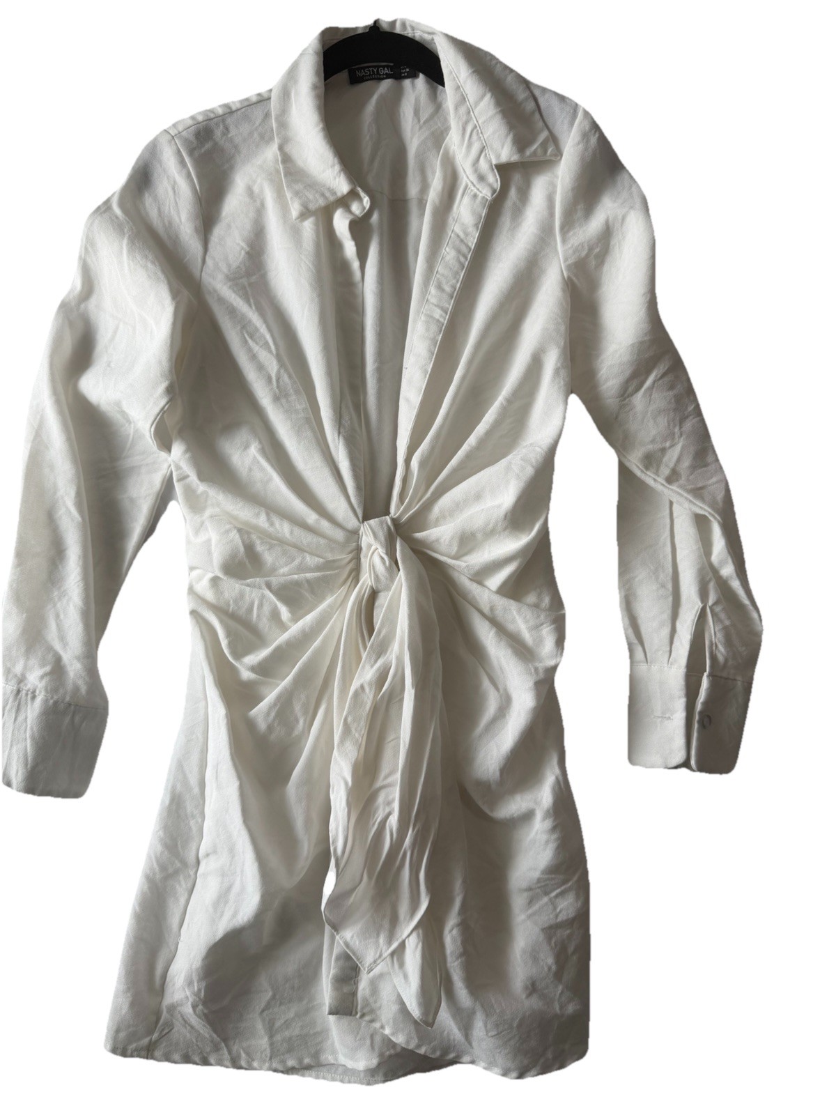 Nasty Gal Collection White Twist Front Shirt Dress Women’s US 4 UK 8