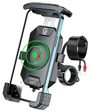 Motorcycle Phone Mount Holder with Qi 15W Wireless Charger  PD/USB-C 20W