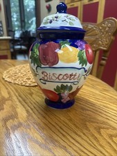 Nonni s Biscotti Cookie Jar Hand Painted Cera...